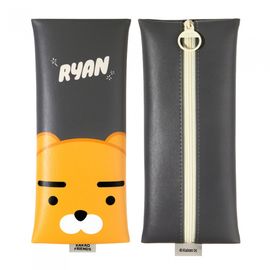 Kakao Friends Character Face Flat Pencil Case | Slim & Lightweight Portable Pouch | Generous Storage | Made in Korea